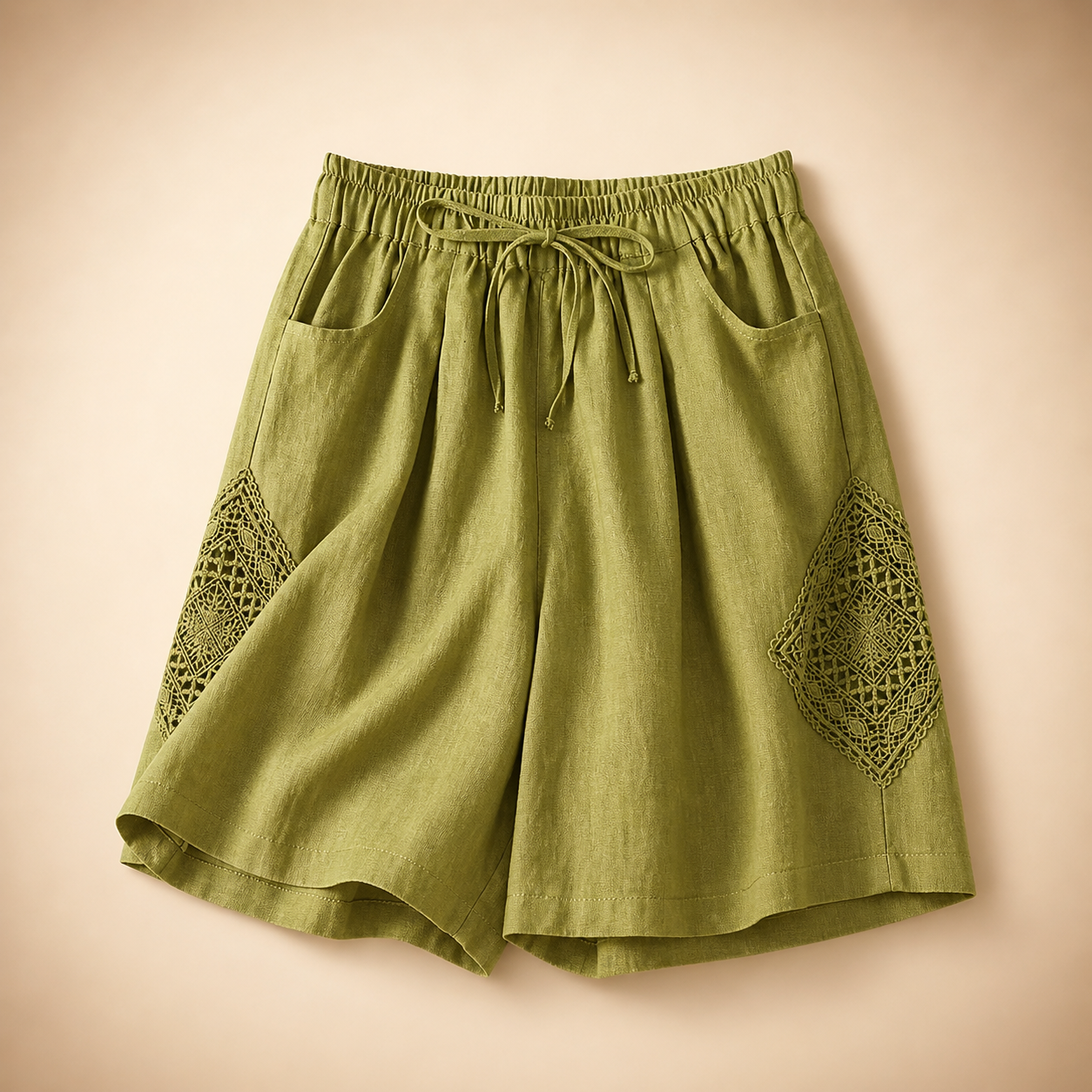 Solea Linen Lace Panel Shorts