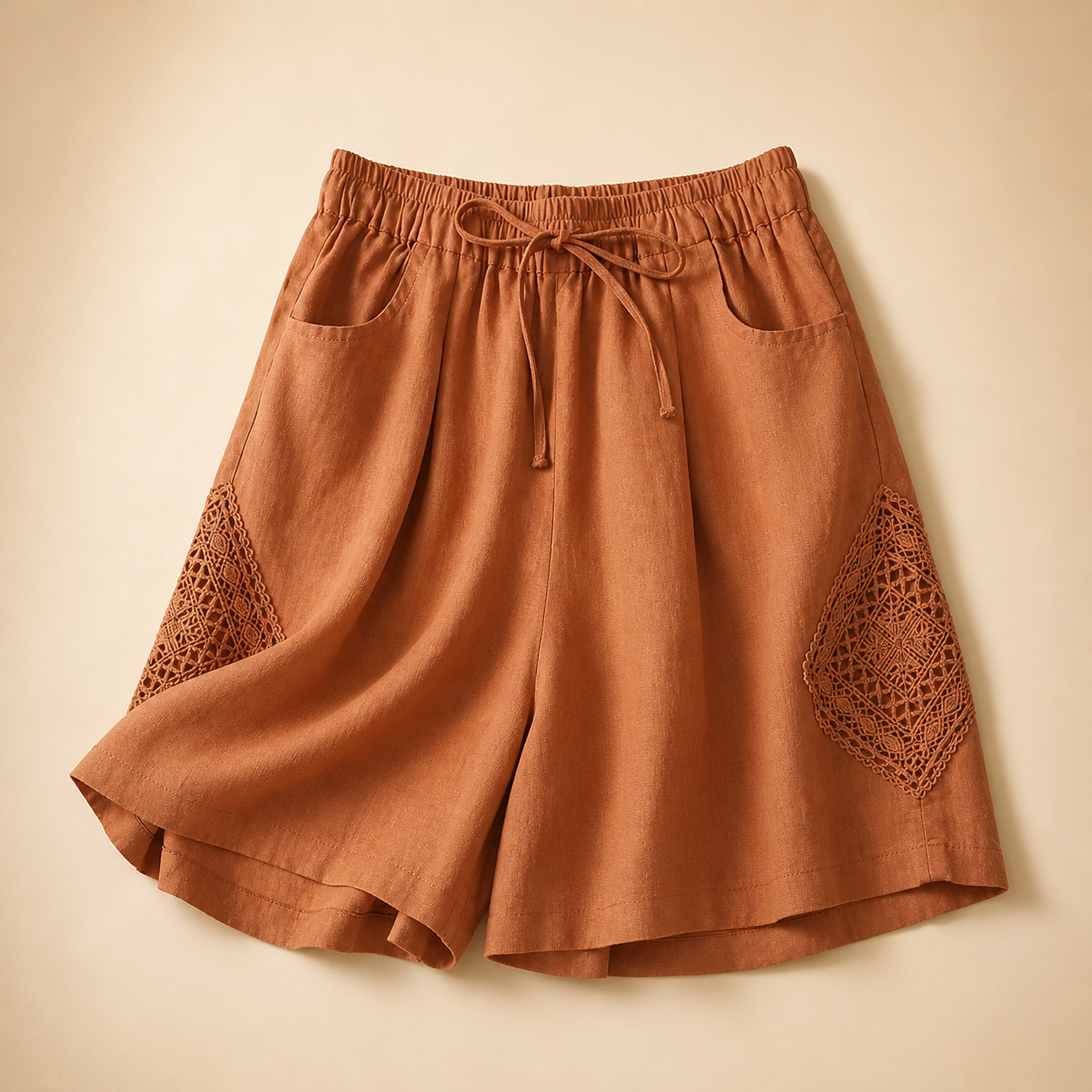 Solea Linen Lace Panel Shorts