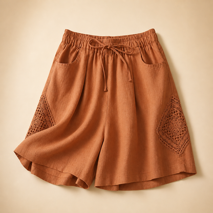 Solea Linen Lace Panel Shorts
