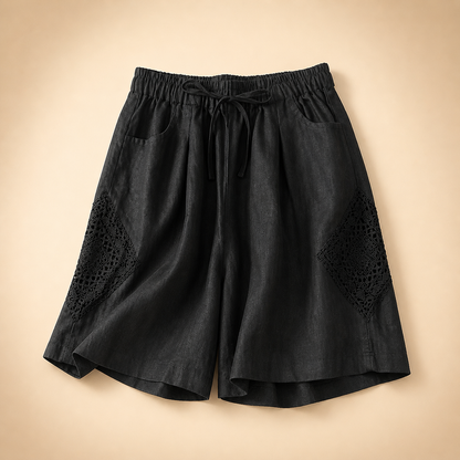 Solea Linen Lace Panel Shorts