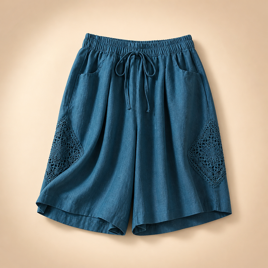 Solea Linen Lace Panel Shorts