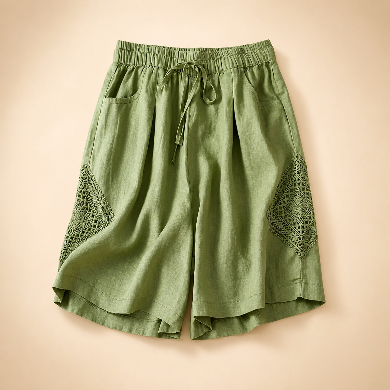 Solea Linen Lace Panel Shorts