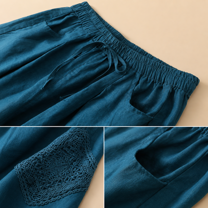 Solea Linen Lace Panel Shorts