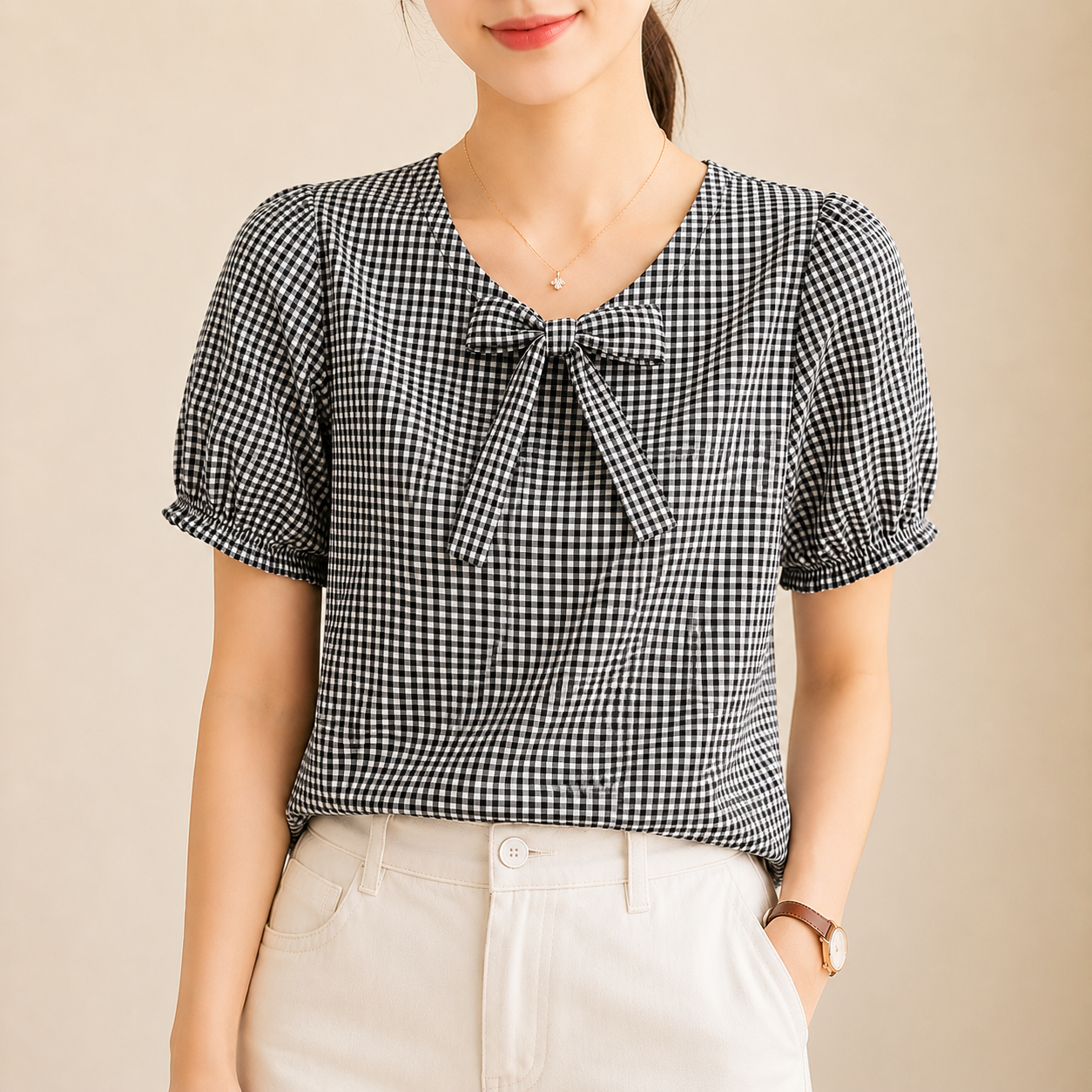 Clara Bow Gingham Blouse