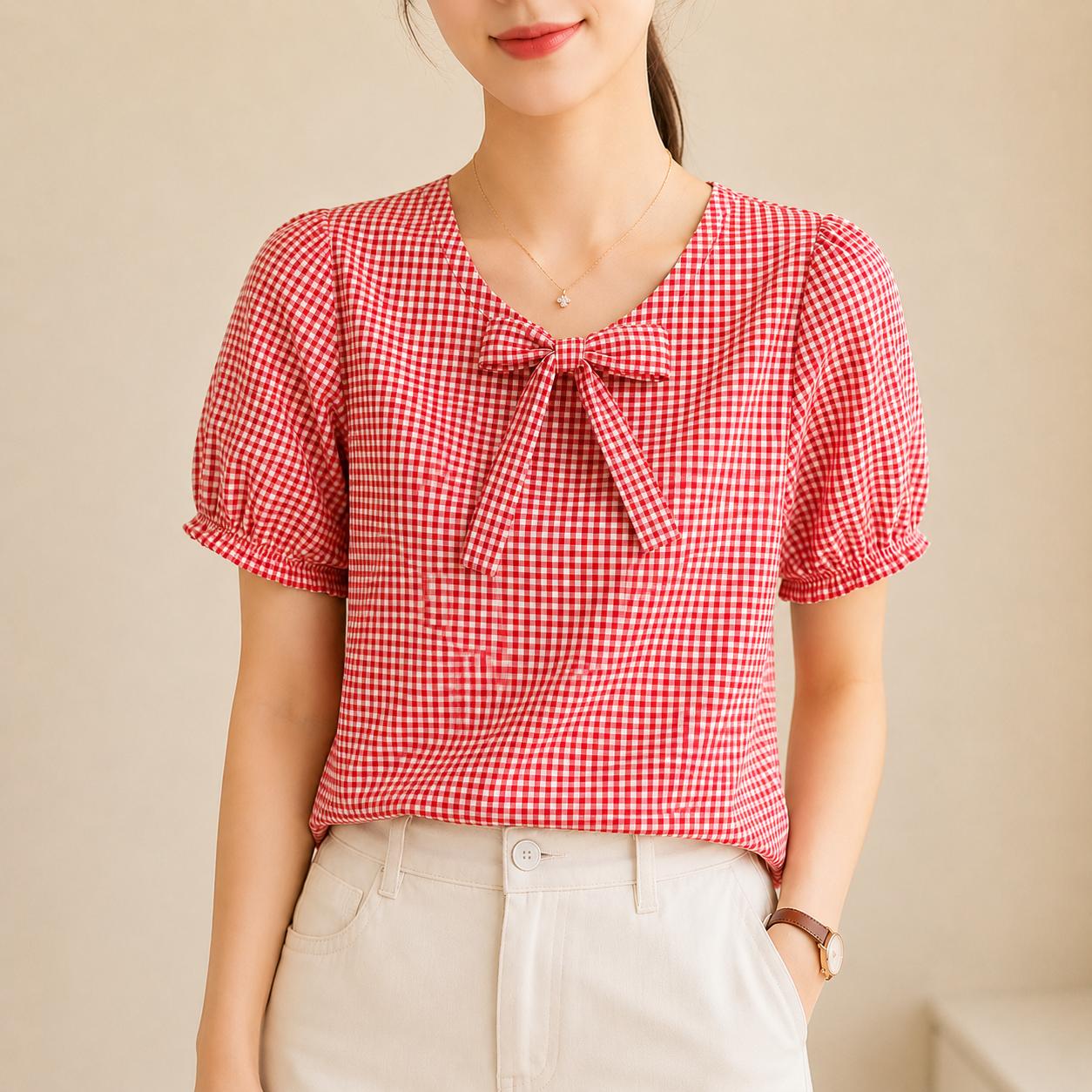 Clara Bow Gingham Blouse