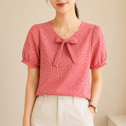 Clara Bow Gingham Blouse