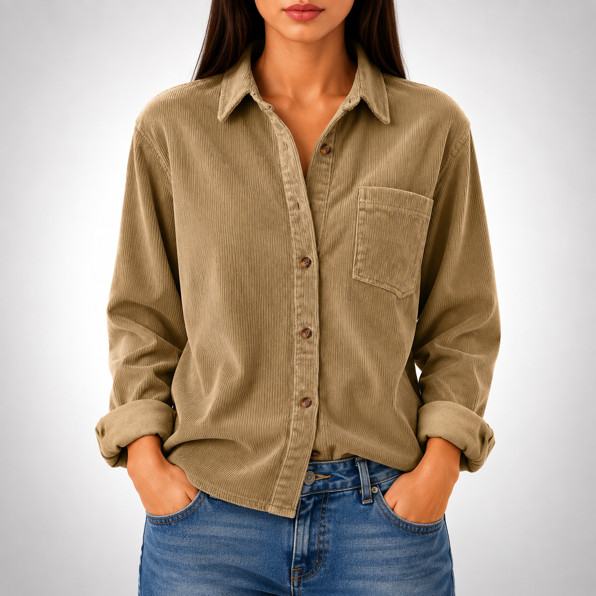 Ava Long Sleeve Corduroy Shirt