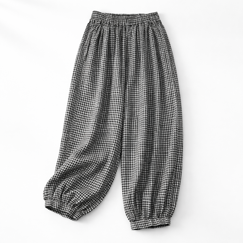 Emma Gingham Cotton Pants
