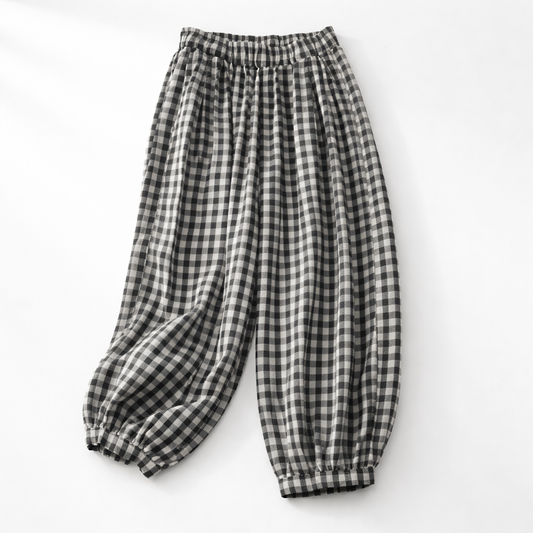 Emma Gingham Cotton Pants
