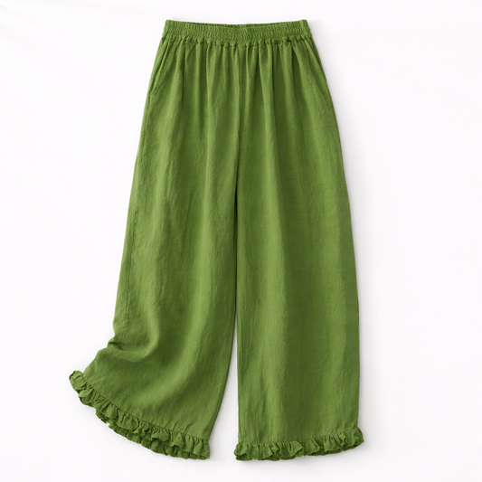 Isla Cotton Linen Ruffle Pants
