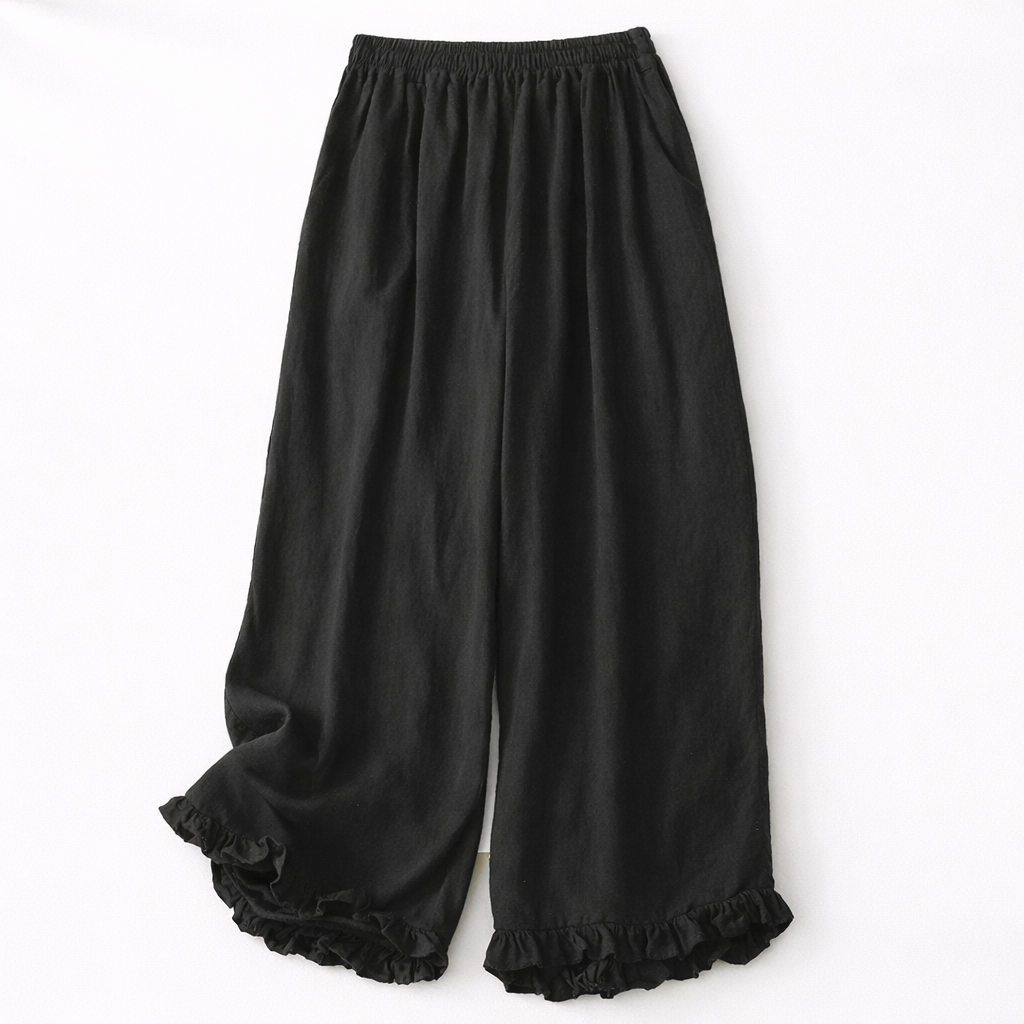 Isla Cotton Linen Ruffle Pants