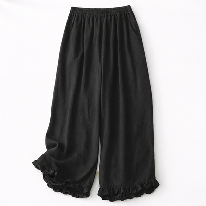 Isla Cotton Linen Ruffle Pants