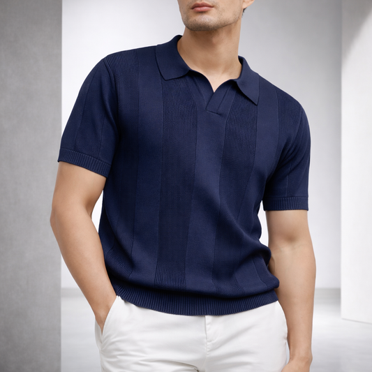 Naples Striped Knit Polo Shirt