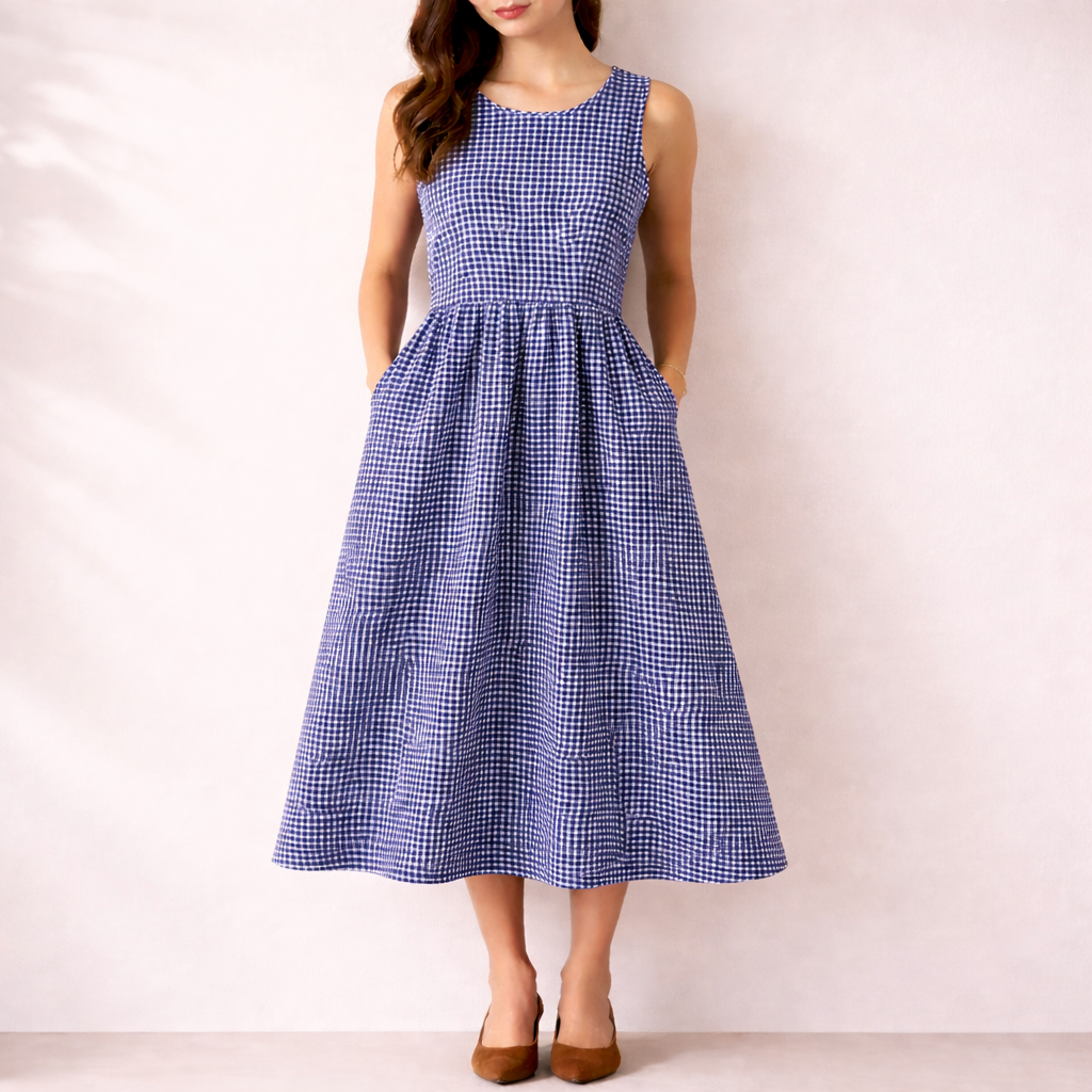 Isabel Gingham Midi Summer Dress
