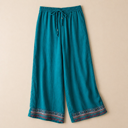 Mirelle Cotton Linen Wide-Leg Pants