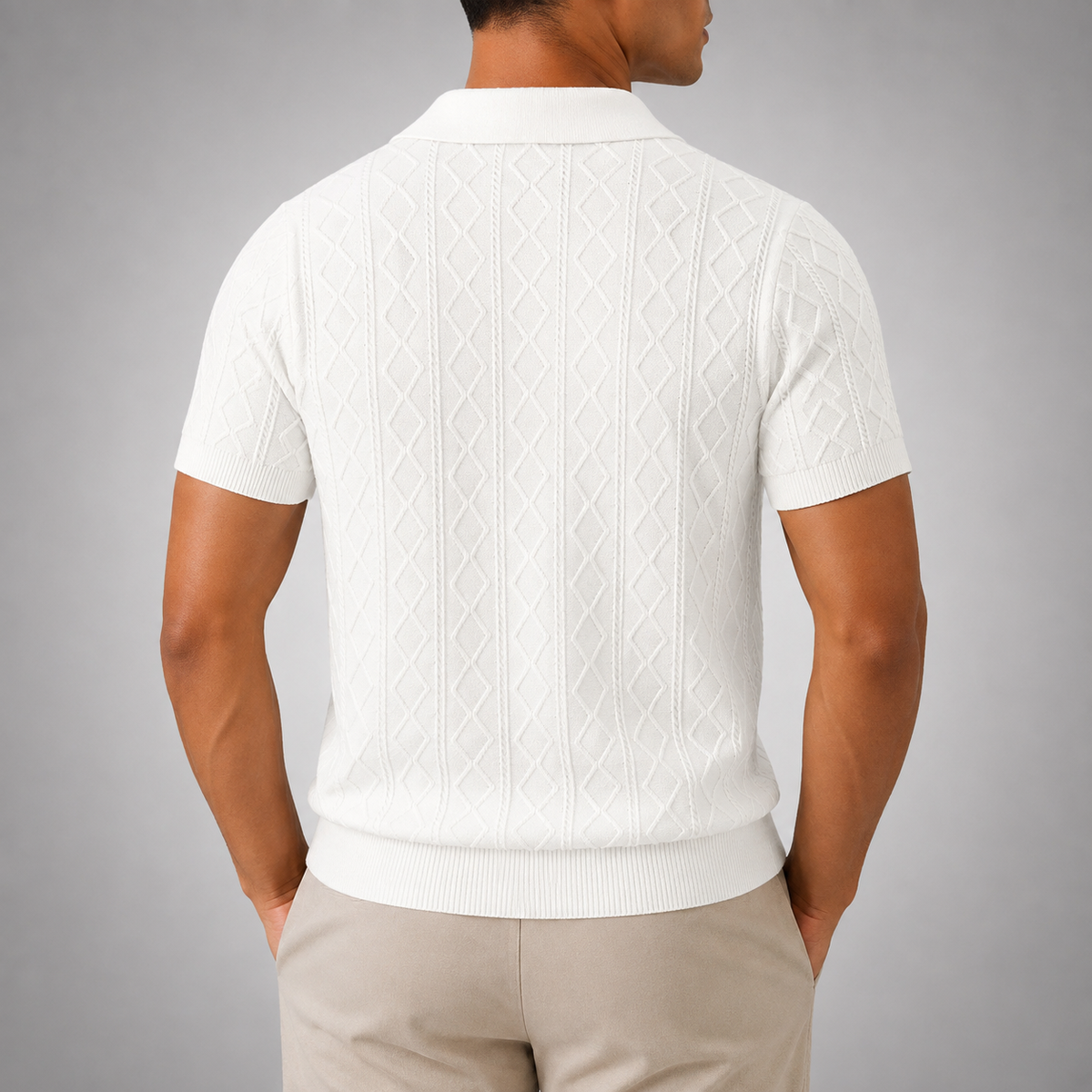 Leon Diamond Cable Knit Polo