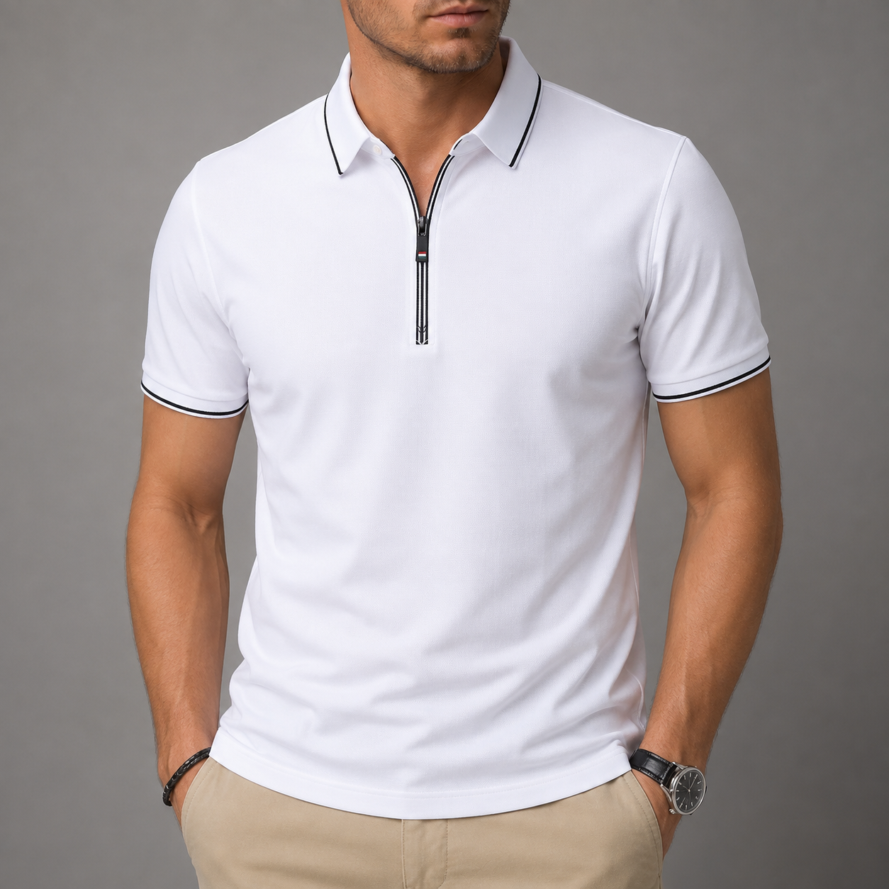 Roman Zip Polo