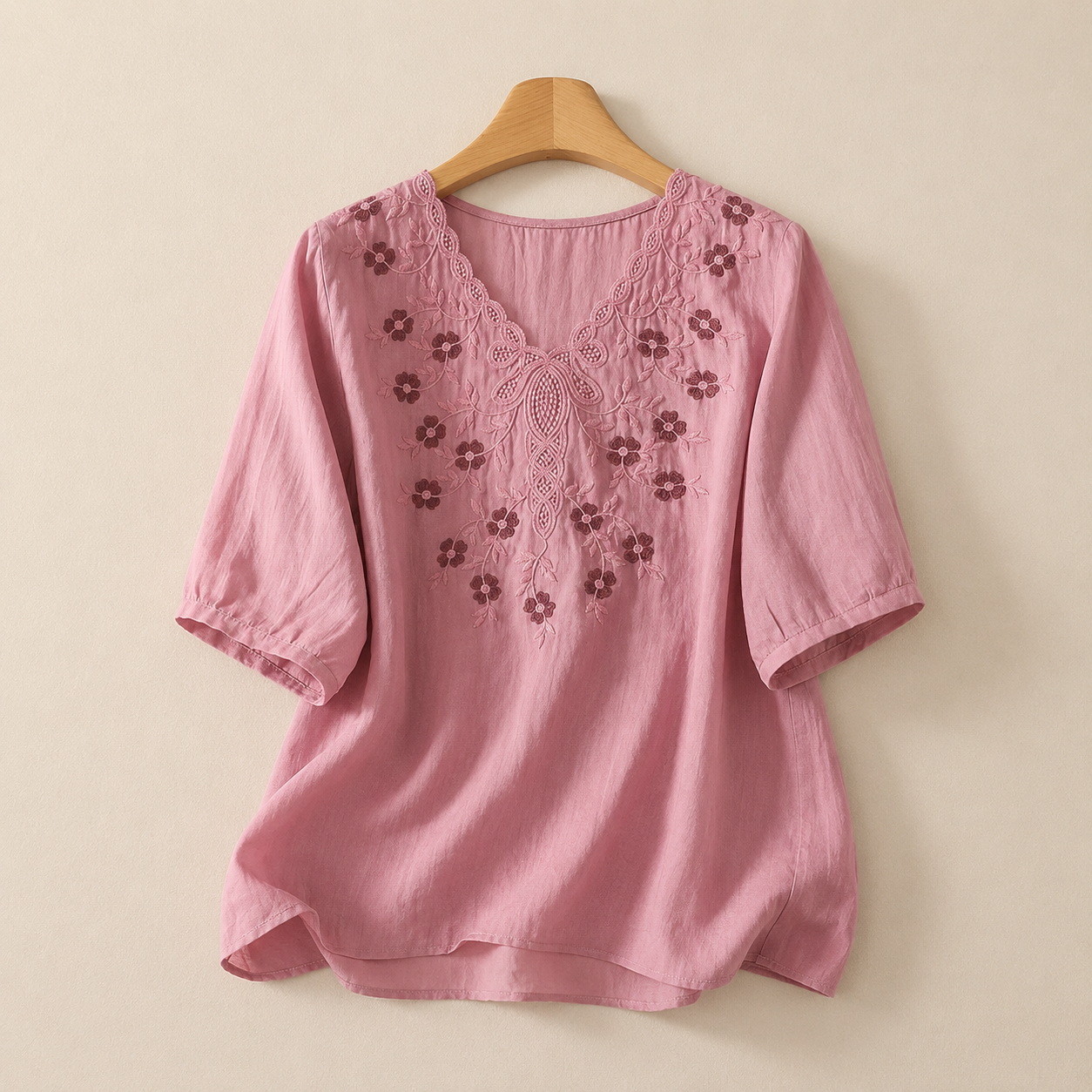Clara Embroidered Cotton Linen Blouse