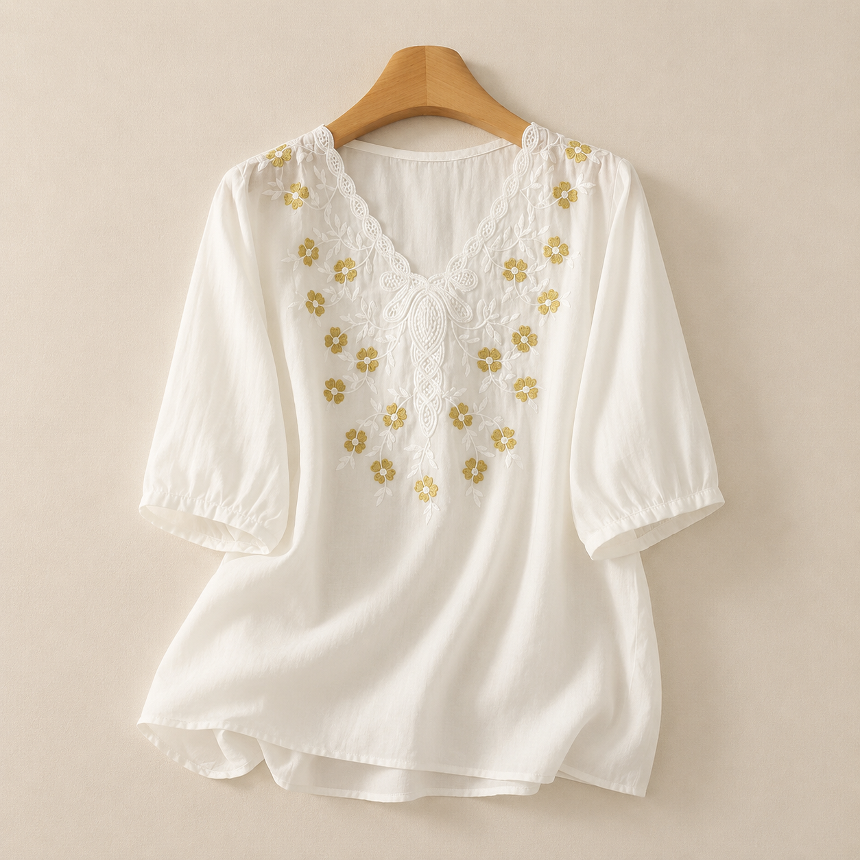 Clara Embroidered Cotton Linen Blouse