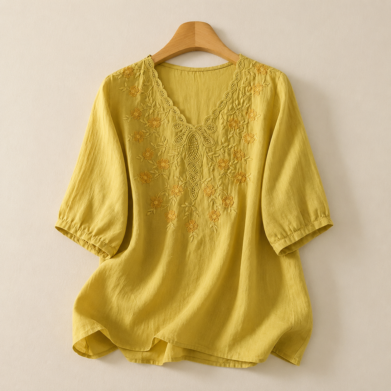 Clara Embroidered Cotton Linen Blouse