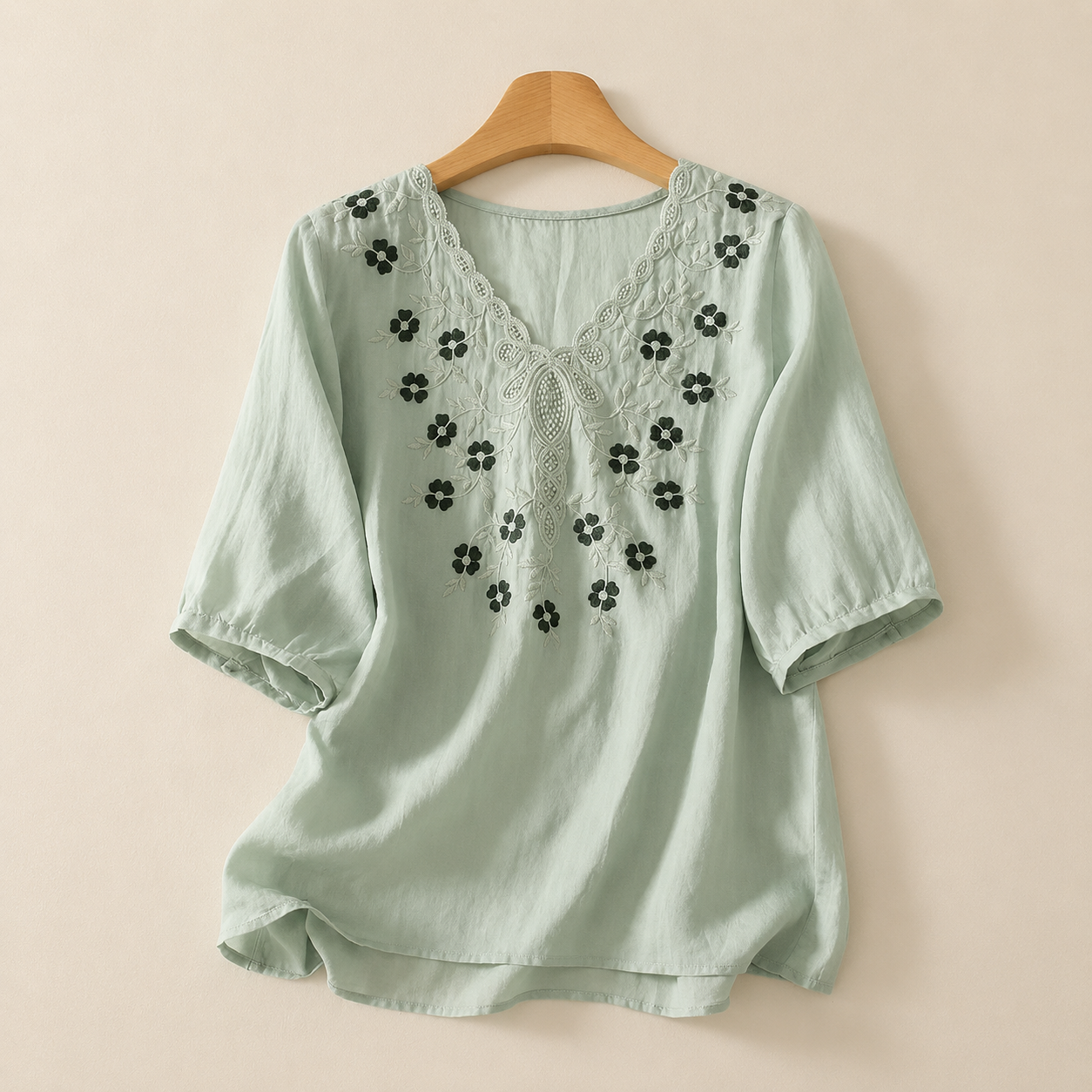 Clara Embroidered Cotton Linen Blouse