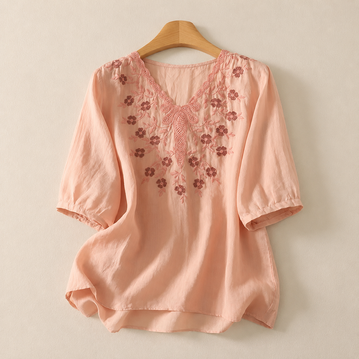 Clara Embroidered Cotton Linen Blouse