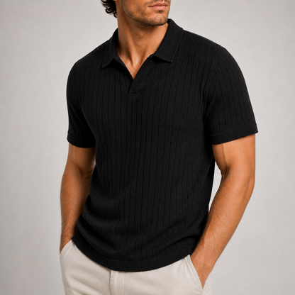 Arden Ribbed Knit Polo Shirt