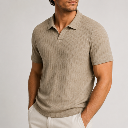 Arden Ribbed Knit Polo Shirt