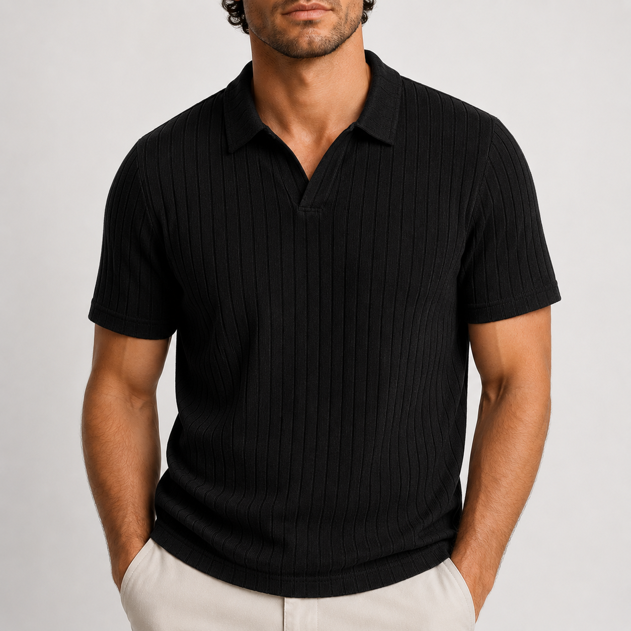 Arden Ribbed Knit Polo Shirt