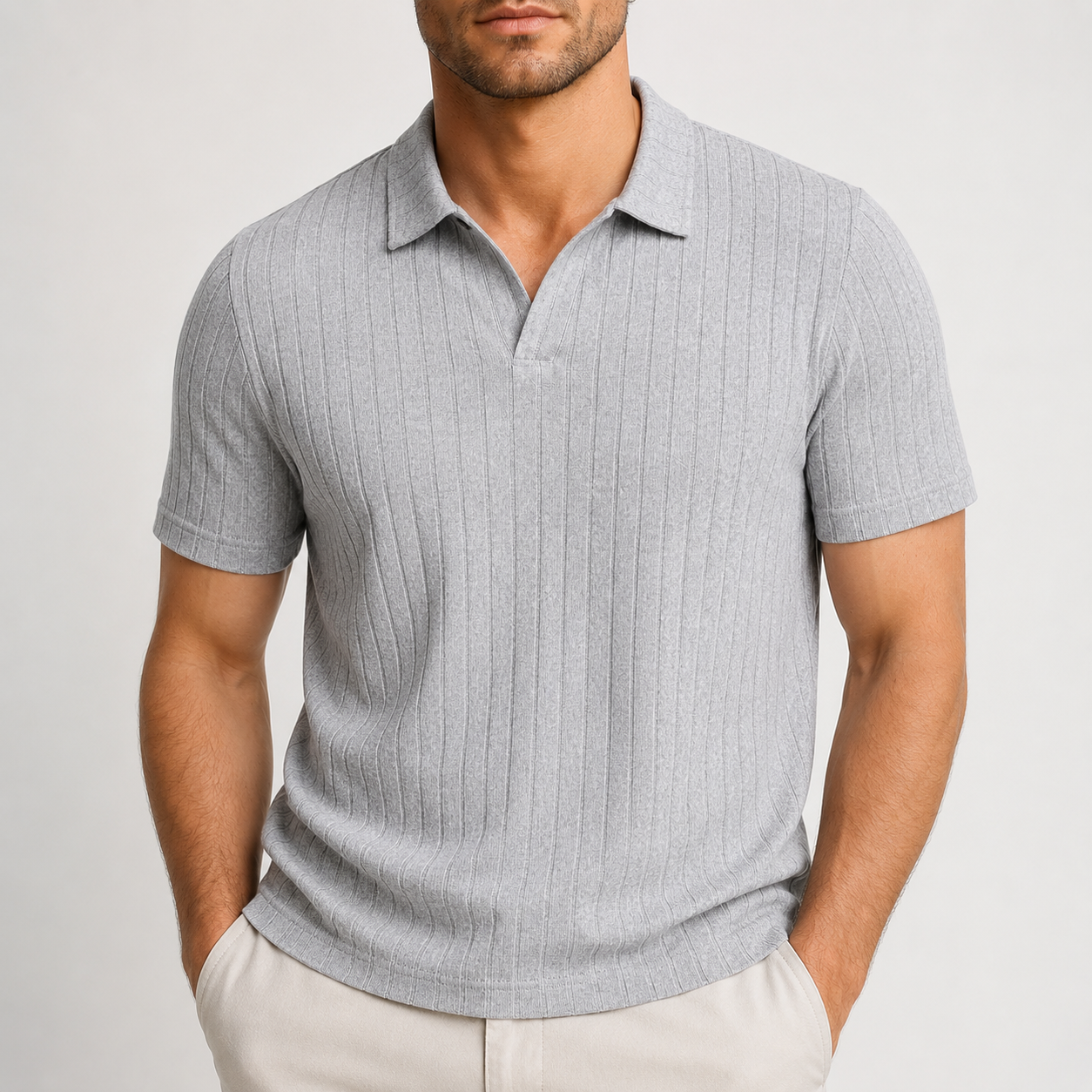 Arden Ribbed Knit Polo Shirt