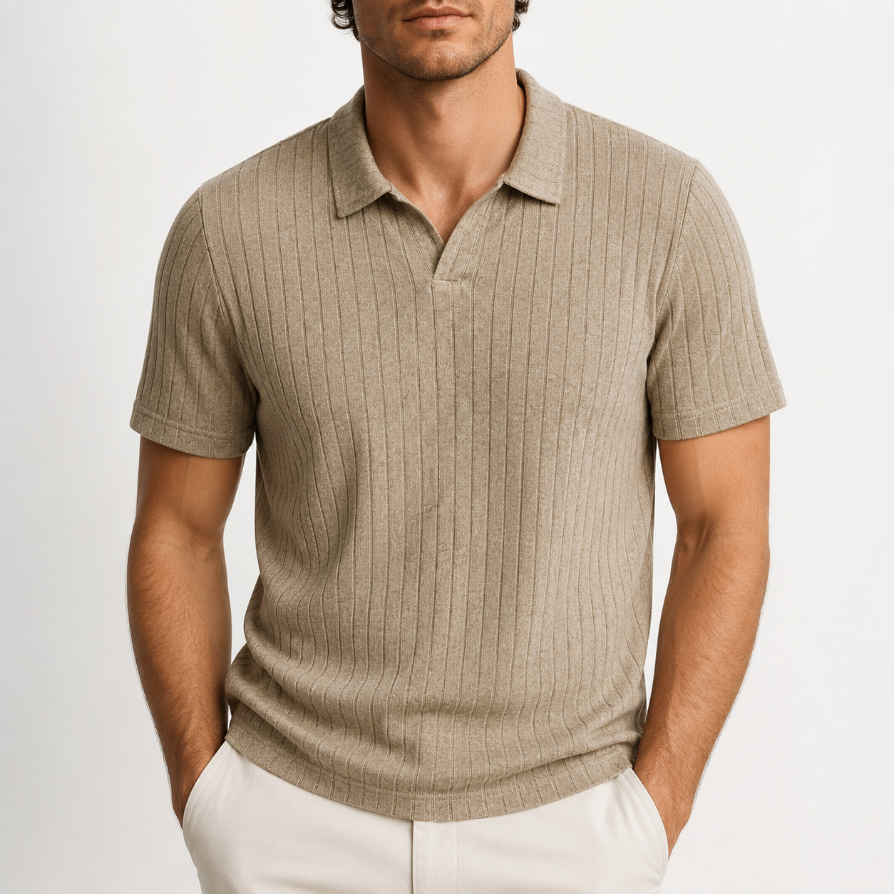 Arden Ribbed Knit Polo Shirt