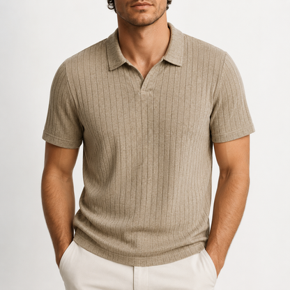 Arden Ribbed Knit Polo Shirt