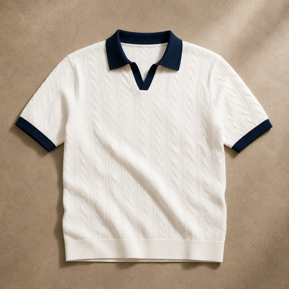 Adriano Cable Knit Polo Shirt