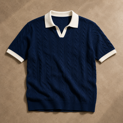 Adriano Cable Knit Polo Shirt