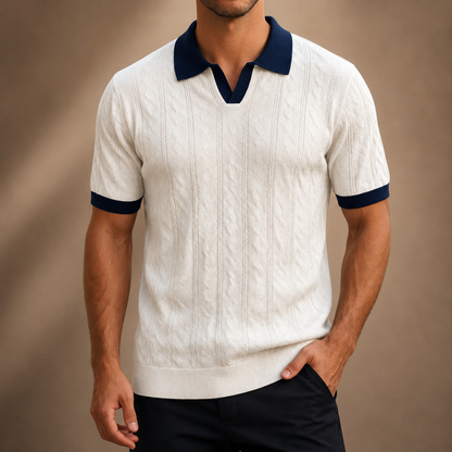 Adriano Cable Knit Polo Shirt