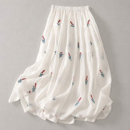 Noemi Cotton Linen Midi Skirt