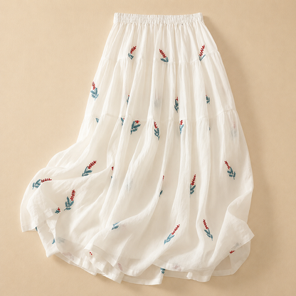 Noemi Cotton Linen Midi Skirt