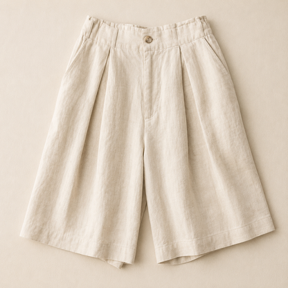 Rosalie Cotton Linen Pleated Shorts