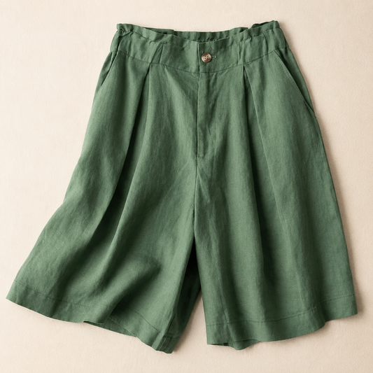 Rosalie Cotton Linen Pleated Shorts