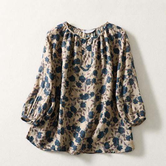 Elise Floral Cotton Linen Top