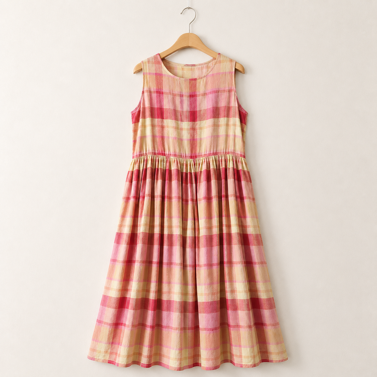 Aveline Cotton Plaid Maxi Dress