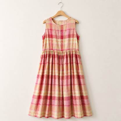 Aveline Cotton Plaid Maxi Dress