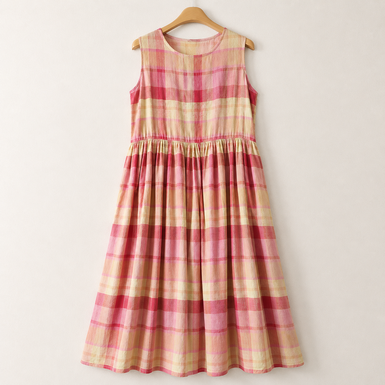 Aveline Cotton Plaid Maxi Dress