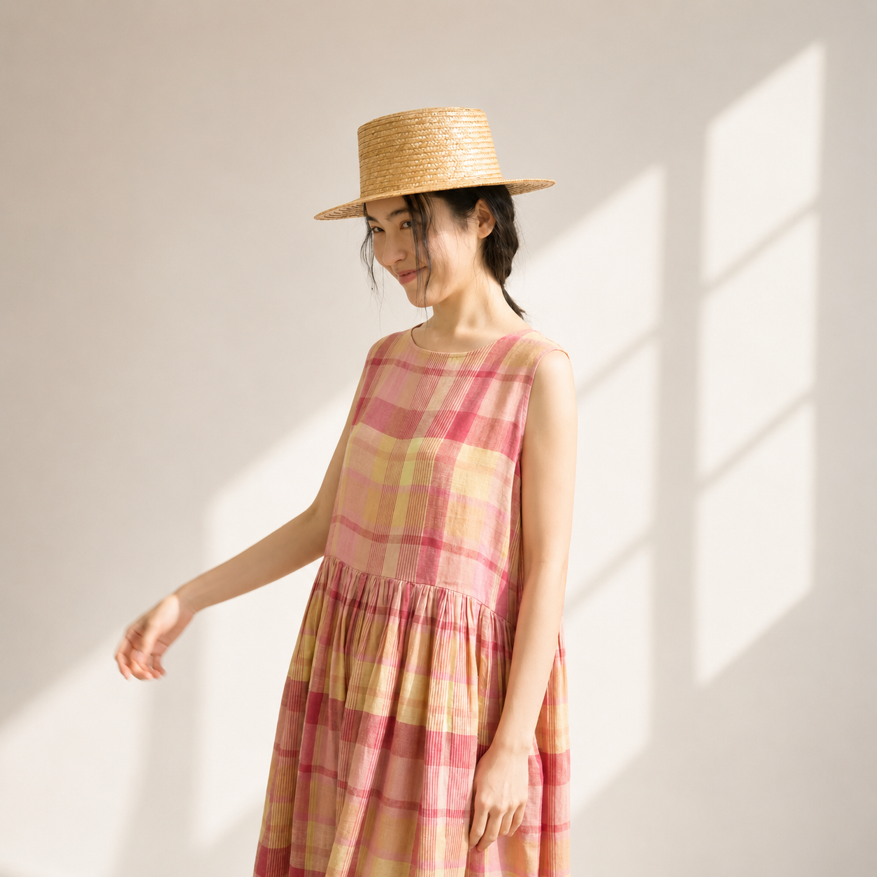 Aveline Cotton Plaid Maxi Dress