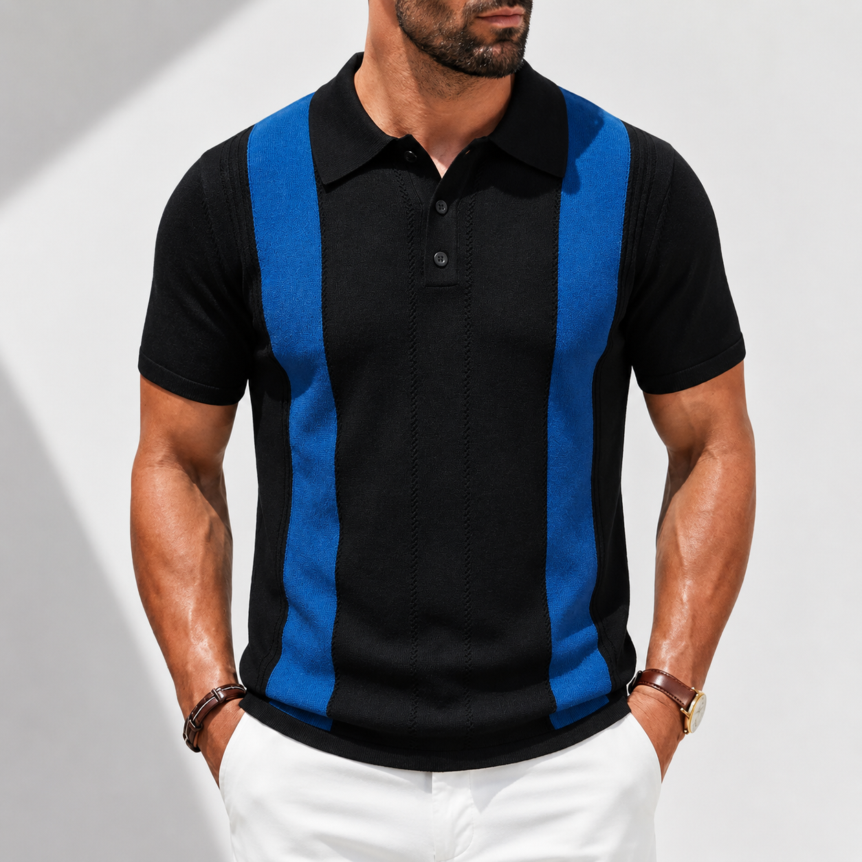 Roman Stripe Knit Polo