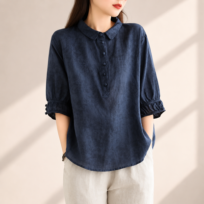 Maeve Cotton Linen Button Blouse