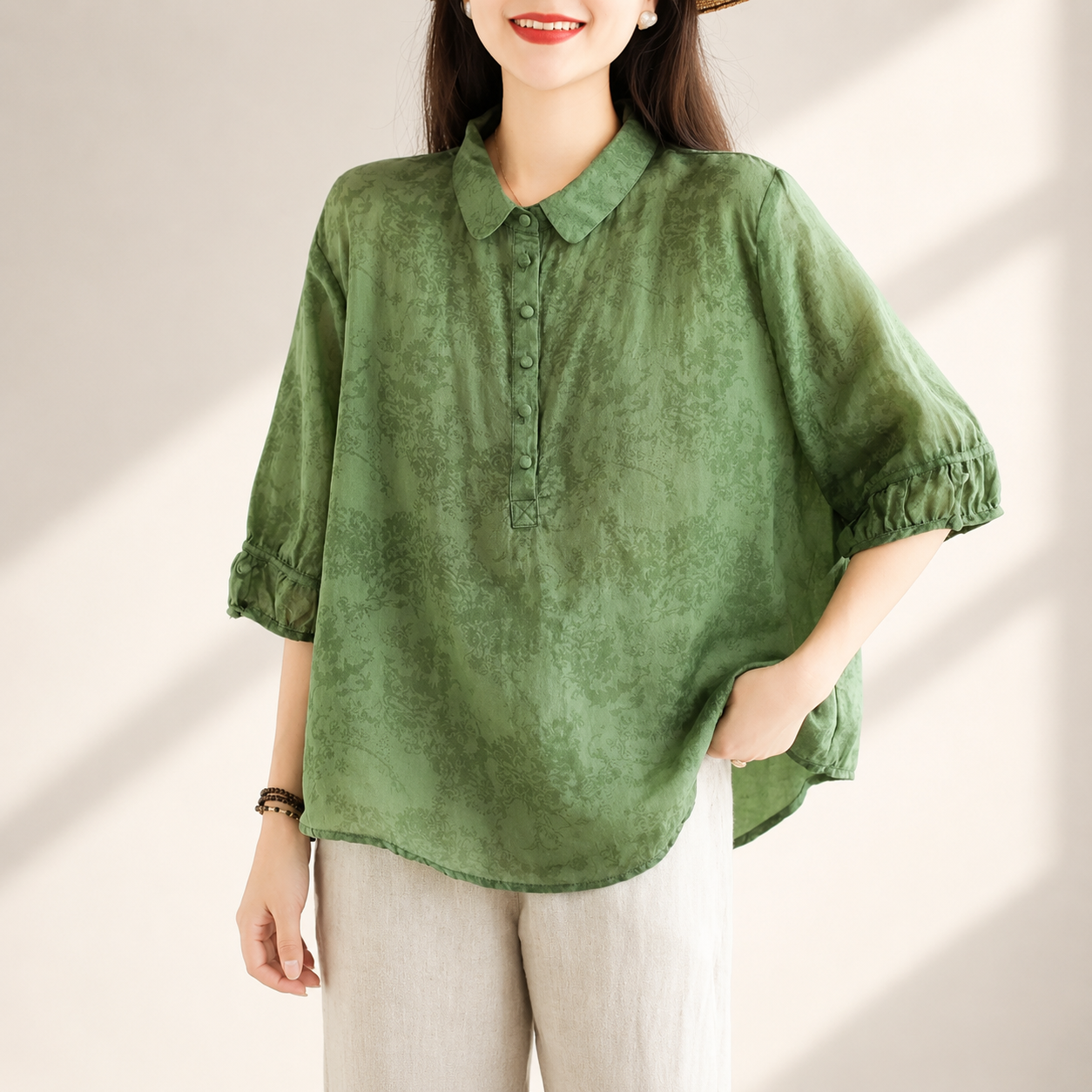 Maeve Cotton Linen Button Blouse
