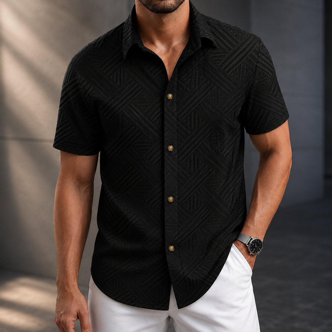 Riviera Textured Button-Up