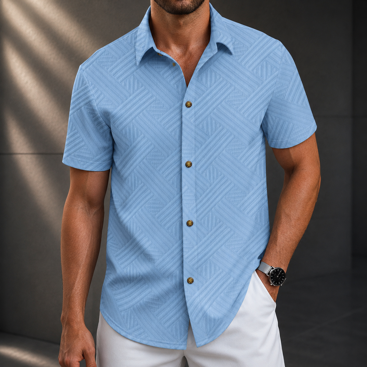Riviera Textured Button-Up