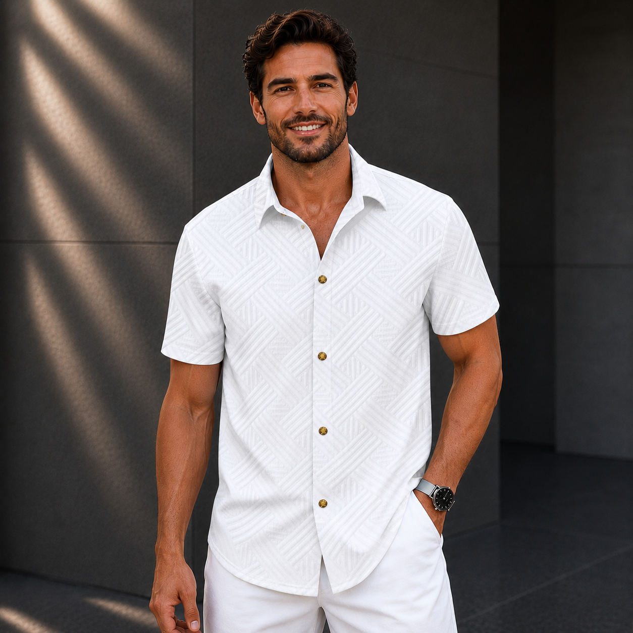 Riviera Textured Button-Up